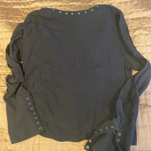 Free People trendy long sleeve top with silver grommet detailing - Picture 2 of 4